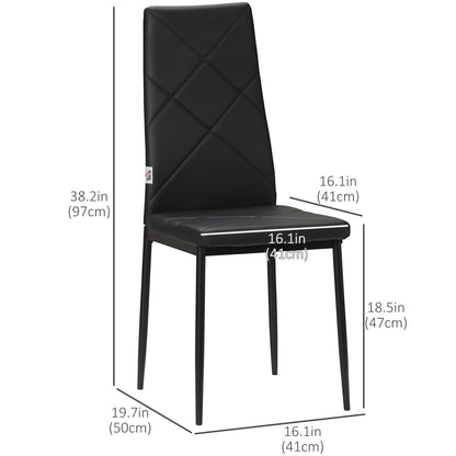 Dining Chairs Set of 4, Modern Accent Chair with High Back, Upholstery Faux Leather and Steel Legs for Living Room, Kitc