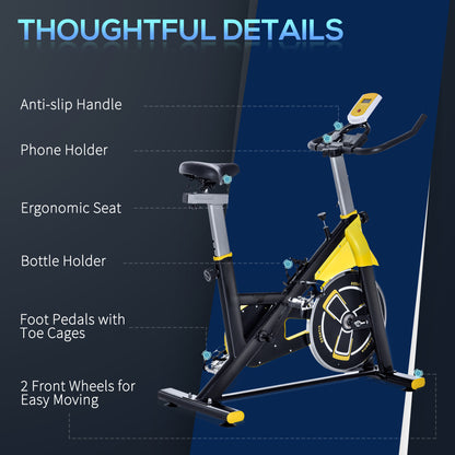 Soozier Stationary Exercise Bike, Indoor Cardio Workout Cycling Bike with Belt Drive Adjustable Resistance, Seat, Handle
