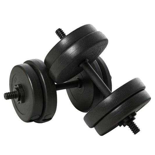 Soozier Adjustable 2 x 22lbs Weight Dumbbell Set for Weight Fitness Training Exercise Fitness Home Gym Equipment, Black 