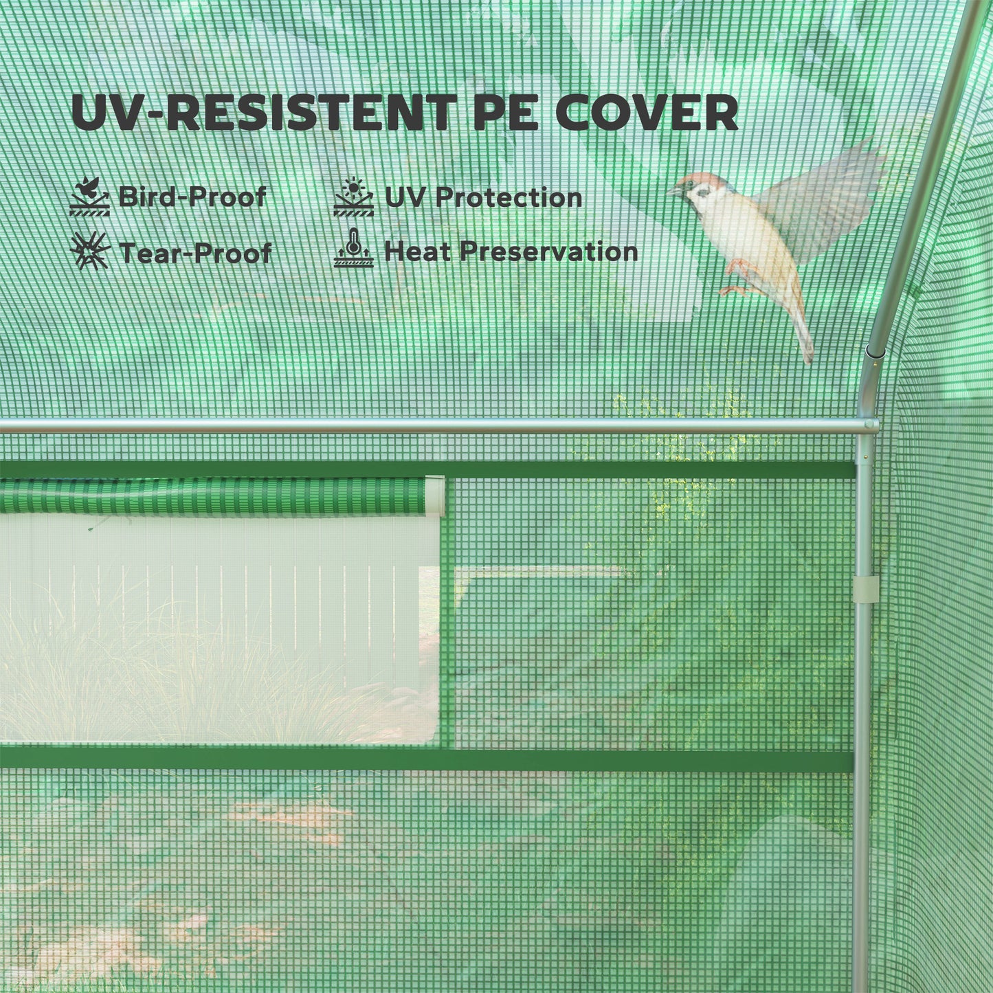 Walk-in Tunnel Greenhouse with Galvanized Steel Frame, Doors & Windows, Wind Resistant, Garden Planting Warm House, 13' 