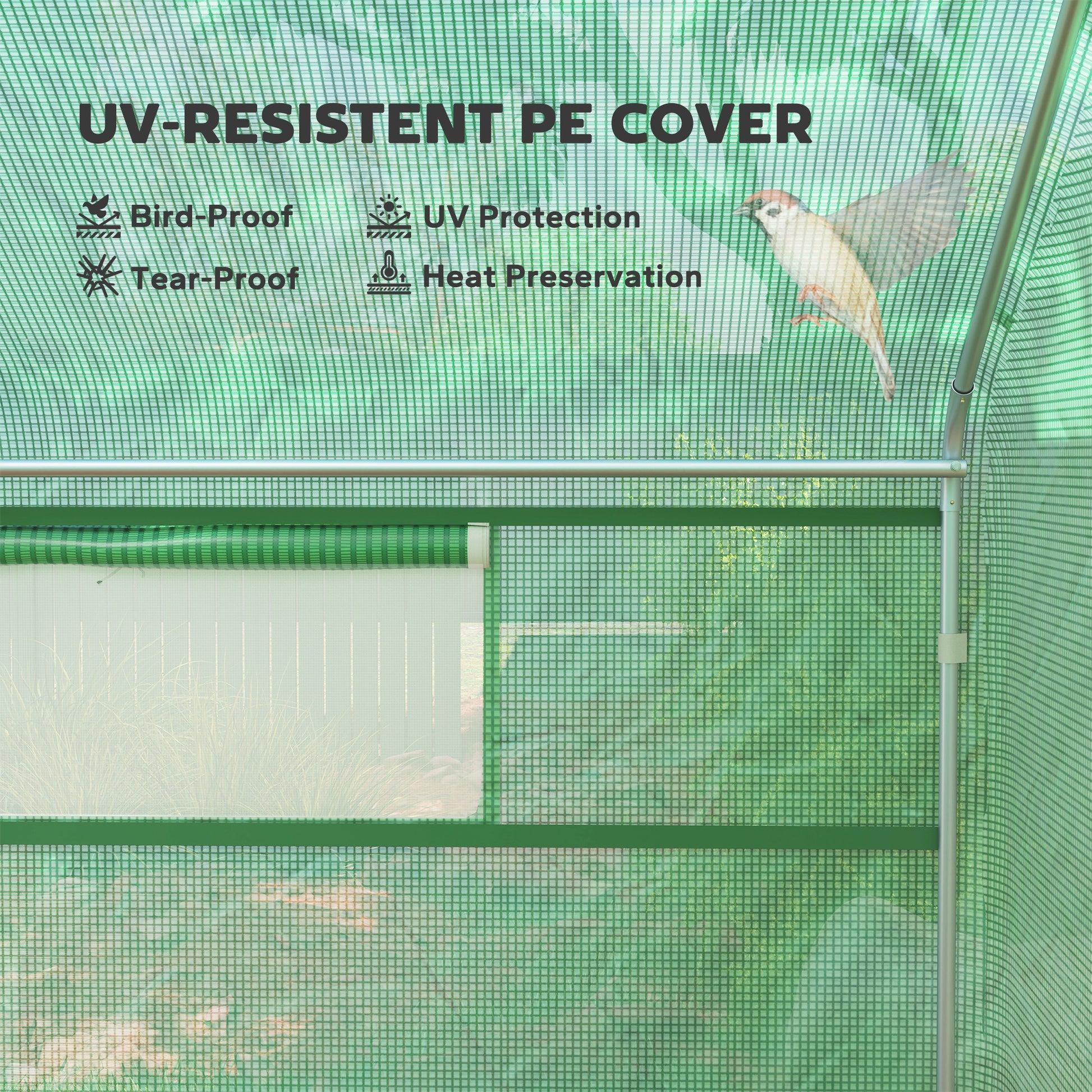 Walk-in Tunnel Greenhouse with Galvanized Steel Frame, Doors & Windows, Wind Resistant, Garden Planting Warm House, 13' 