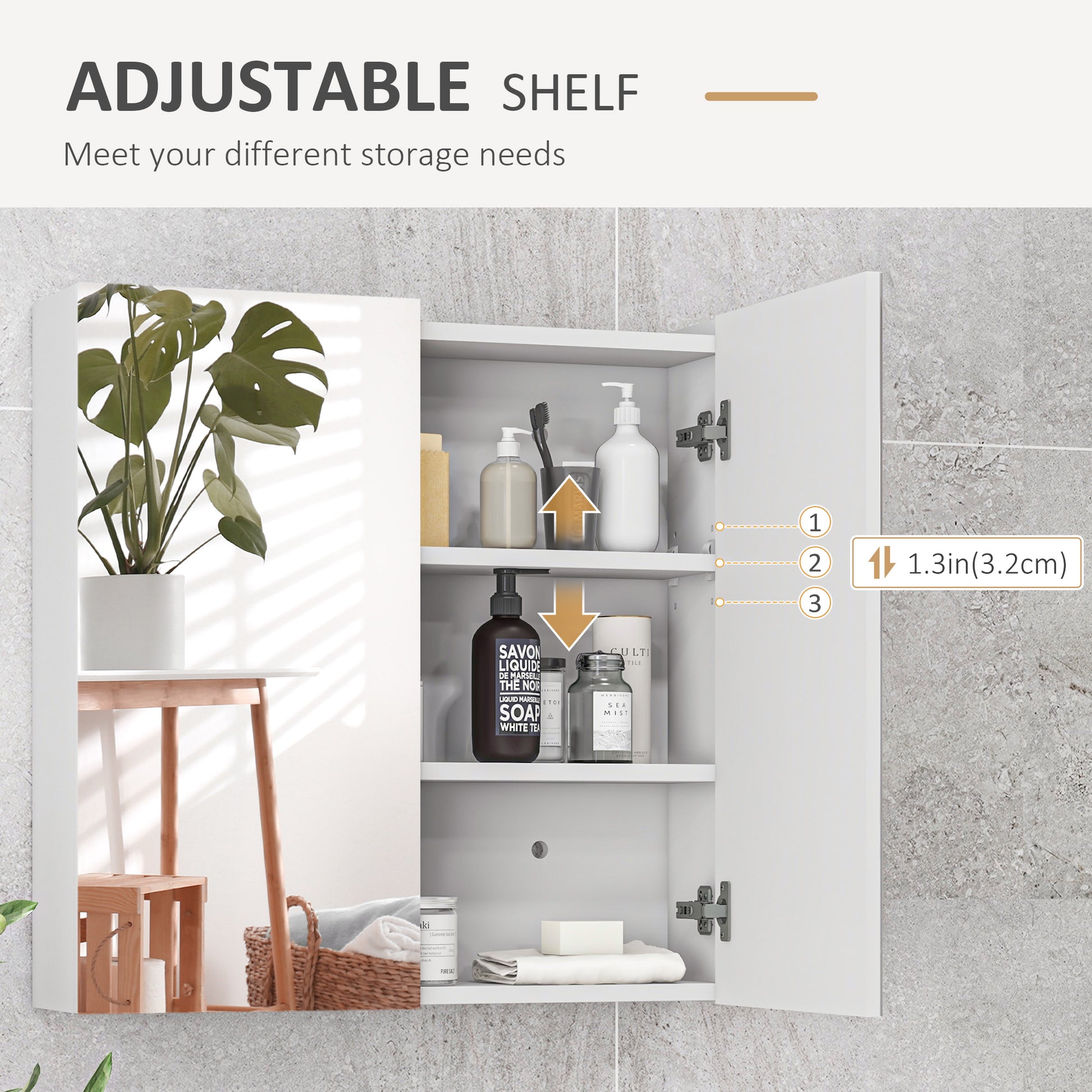 24" x 24" Medicine Cabinet, Wall Mounted Bathroom Mirror Cabinet with Mirrored Doors, Adjustable Shelves and Soft Close 