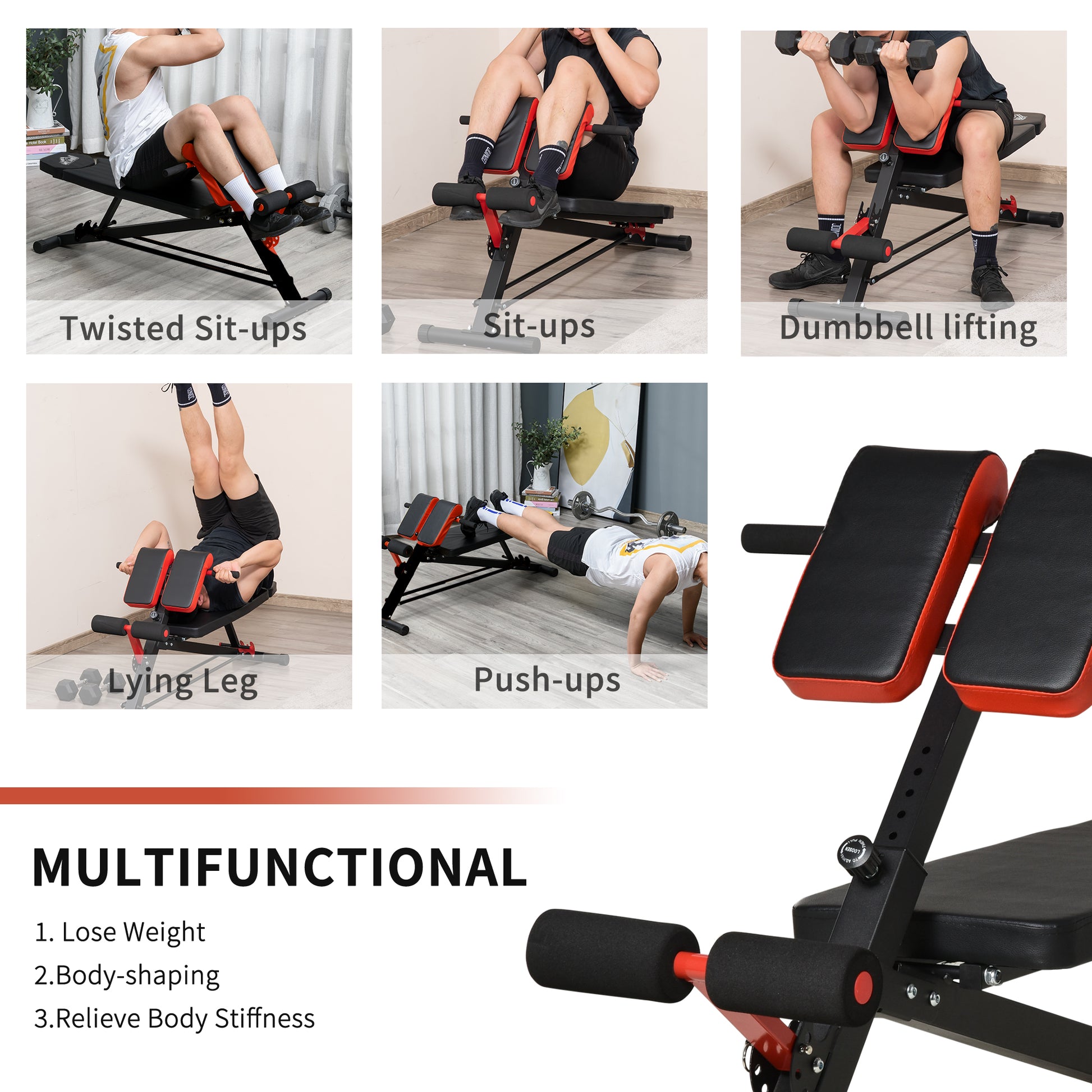 Soozier Adjustable Weight Bench Roman Chair Exercise Training Multi-Functional Hyper Extension Bench Dumbbell Bench Ab S