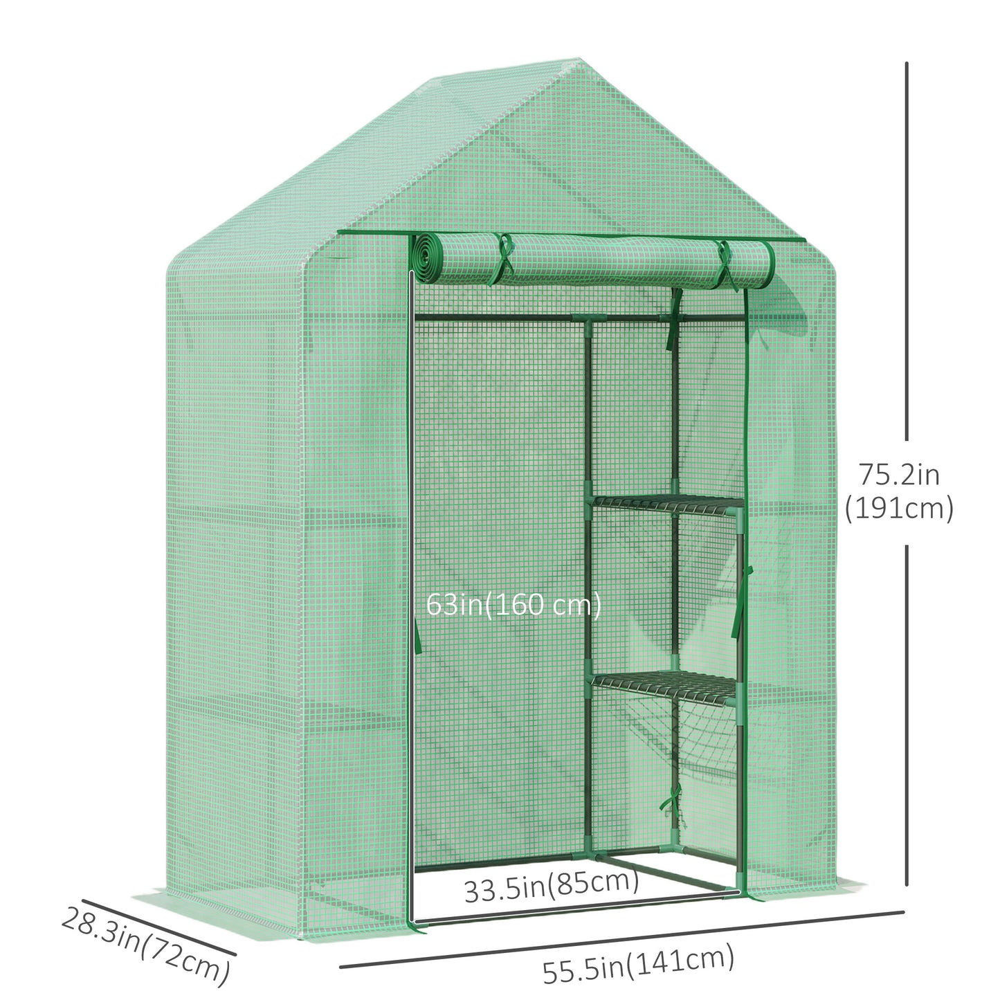 55" x 28" x 75" Walk-in Greenhouse Portable Garden Plant Flower Seed Warm House with 4 Shelves Outdoor Plant Growth Hot 