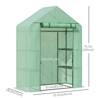 55" x 28" x 75" Walk-in Greenhouse Portable Garden Plant Flower Seed Warm House with 4 Shelves Outdoor Plant Growth Hot 