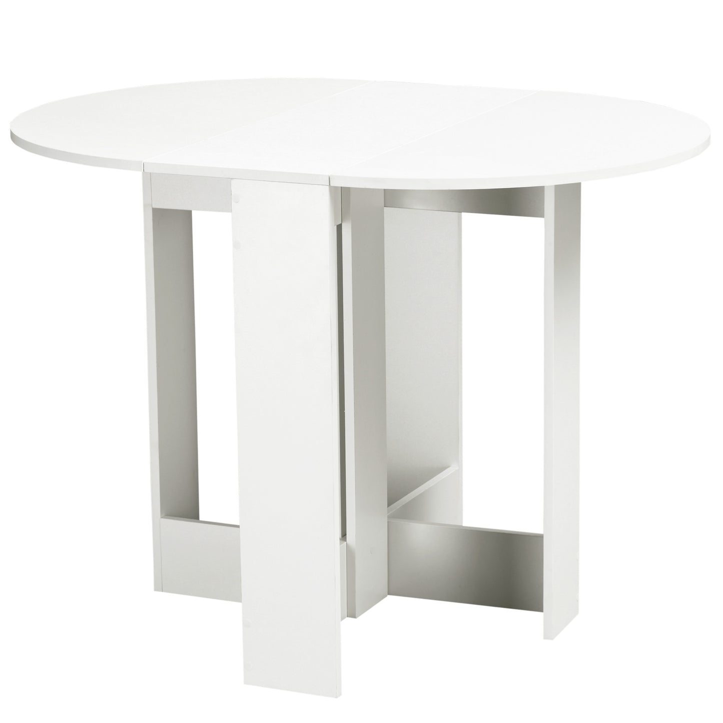 Folding Dining Table, 41" Drop Leaf Table for Small Spaces, Oval Foldable Table for Kitchen, Dining Room, White