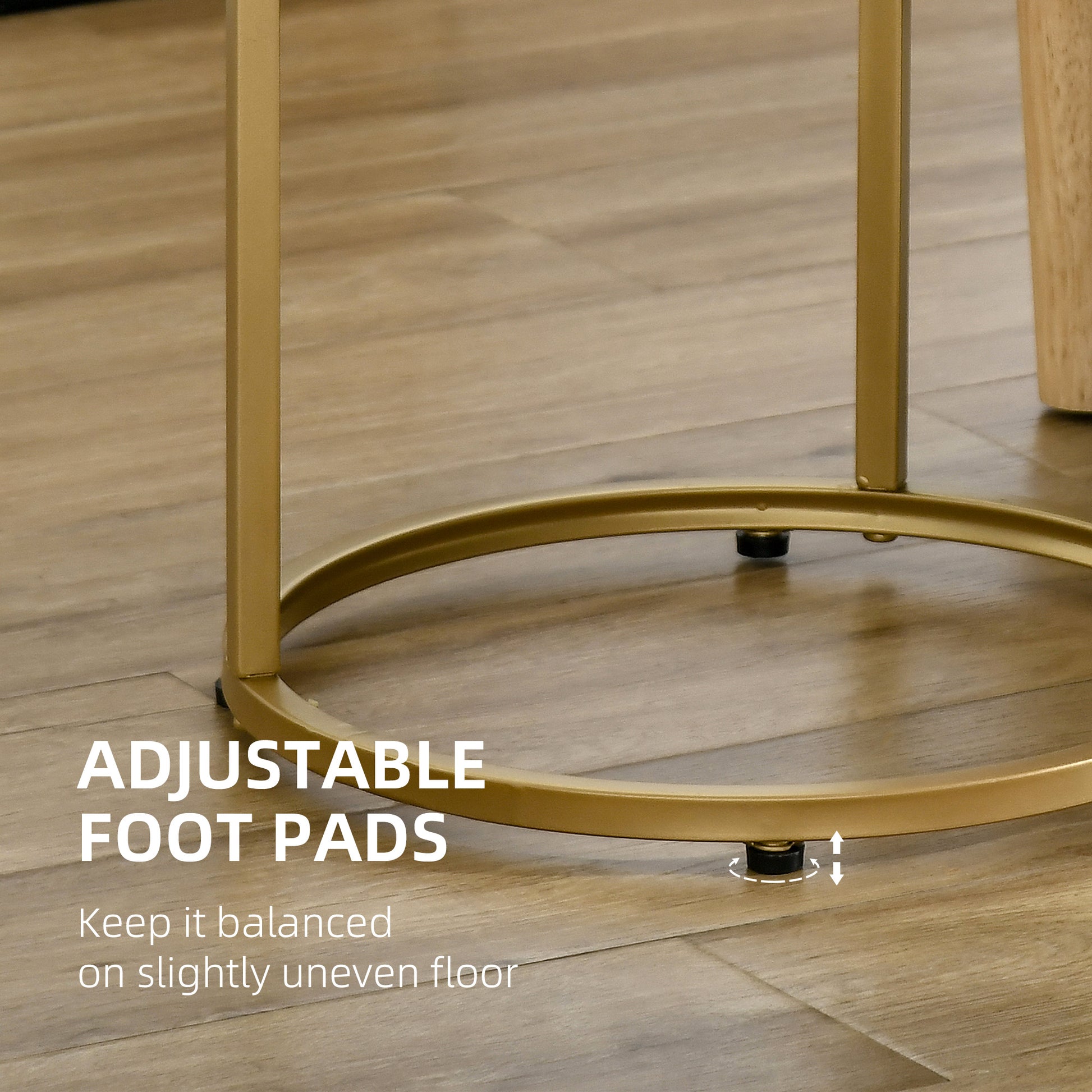 Set of 2 Nesting Coffee Tables with Metal Base, Round Side Table with Tempered Glass Tabletop for Living Room, Bedroom, 