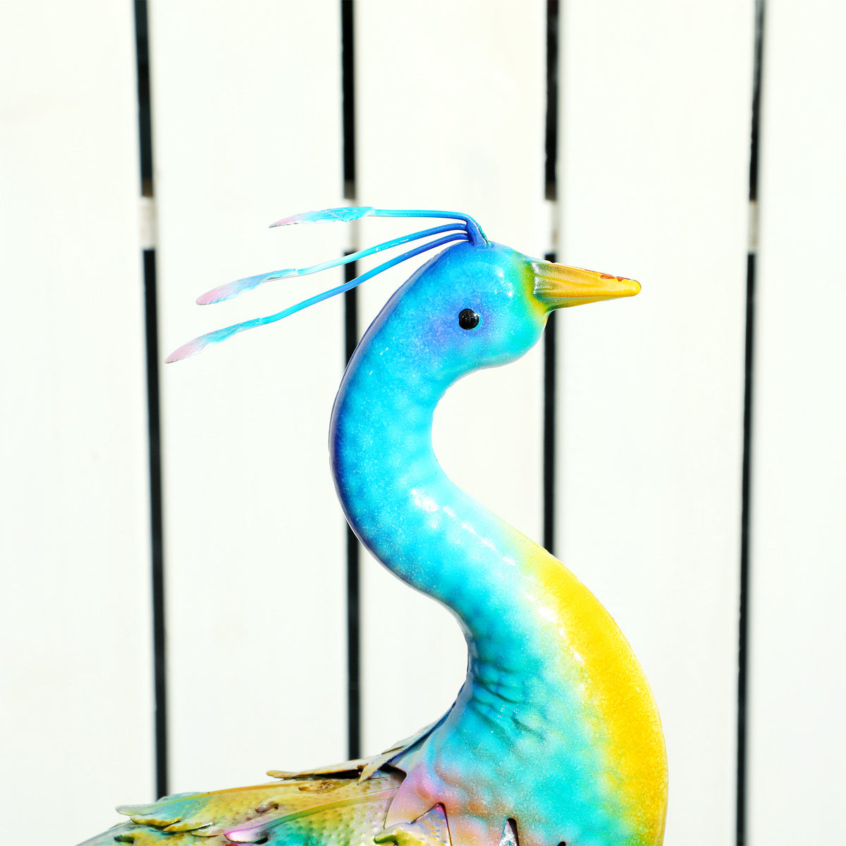 Peacock Garden Statue, 32.7" Standing Lawn Ornament, Steel Garden Decor Bird Statue with Stakes for Lawn Patio Backyard 