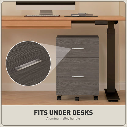 Mobile Filing Cabinet, Vertical File Cabinet with 2 Drawers, Wheels, for Letter or A4 File, Grey