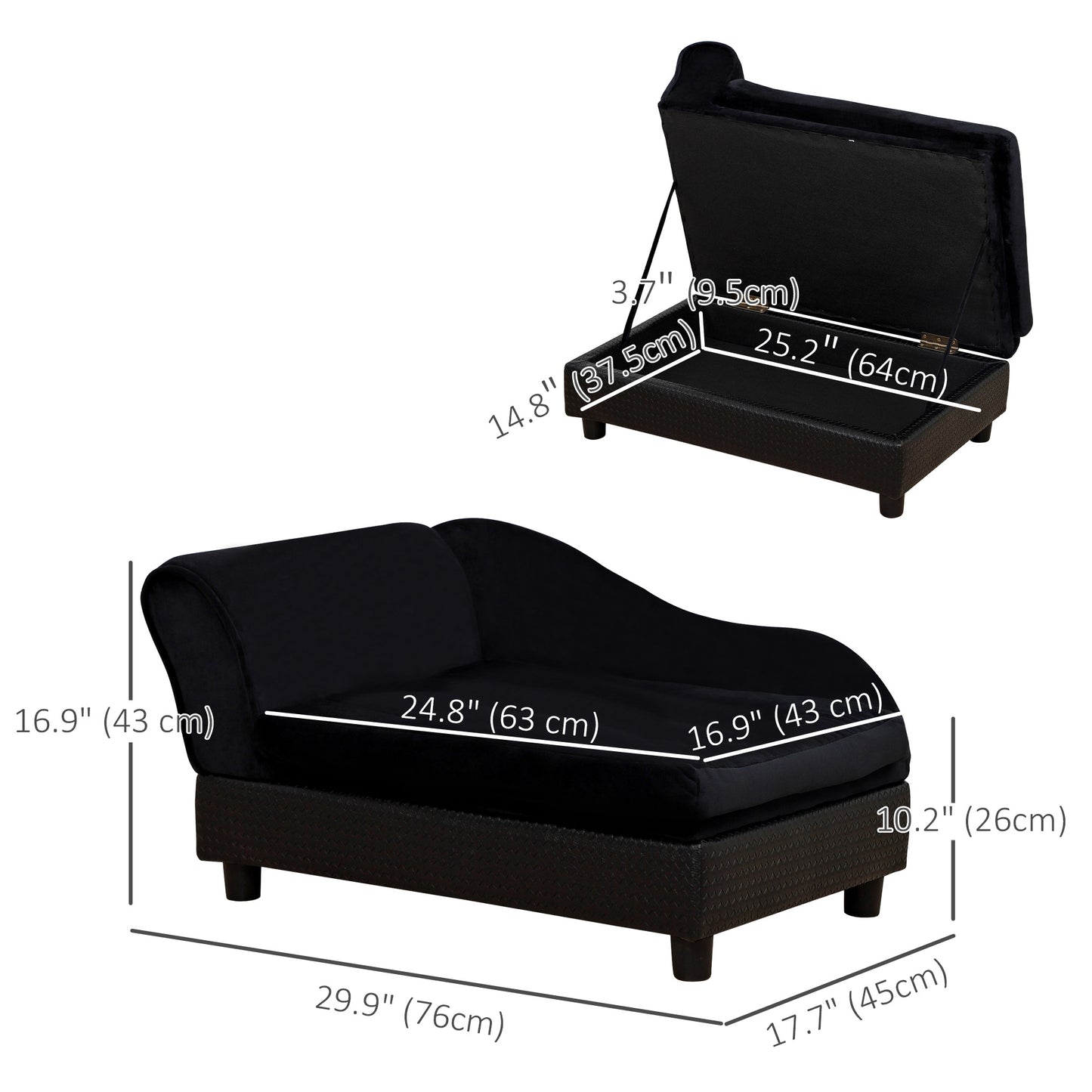 Pet Sofa Dog Couch Chaise Lounge Pet Bed with Storage Function Small Sized Dog Various Cat Sponge Cushioned Bed Lounge, 