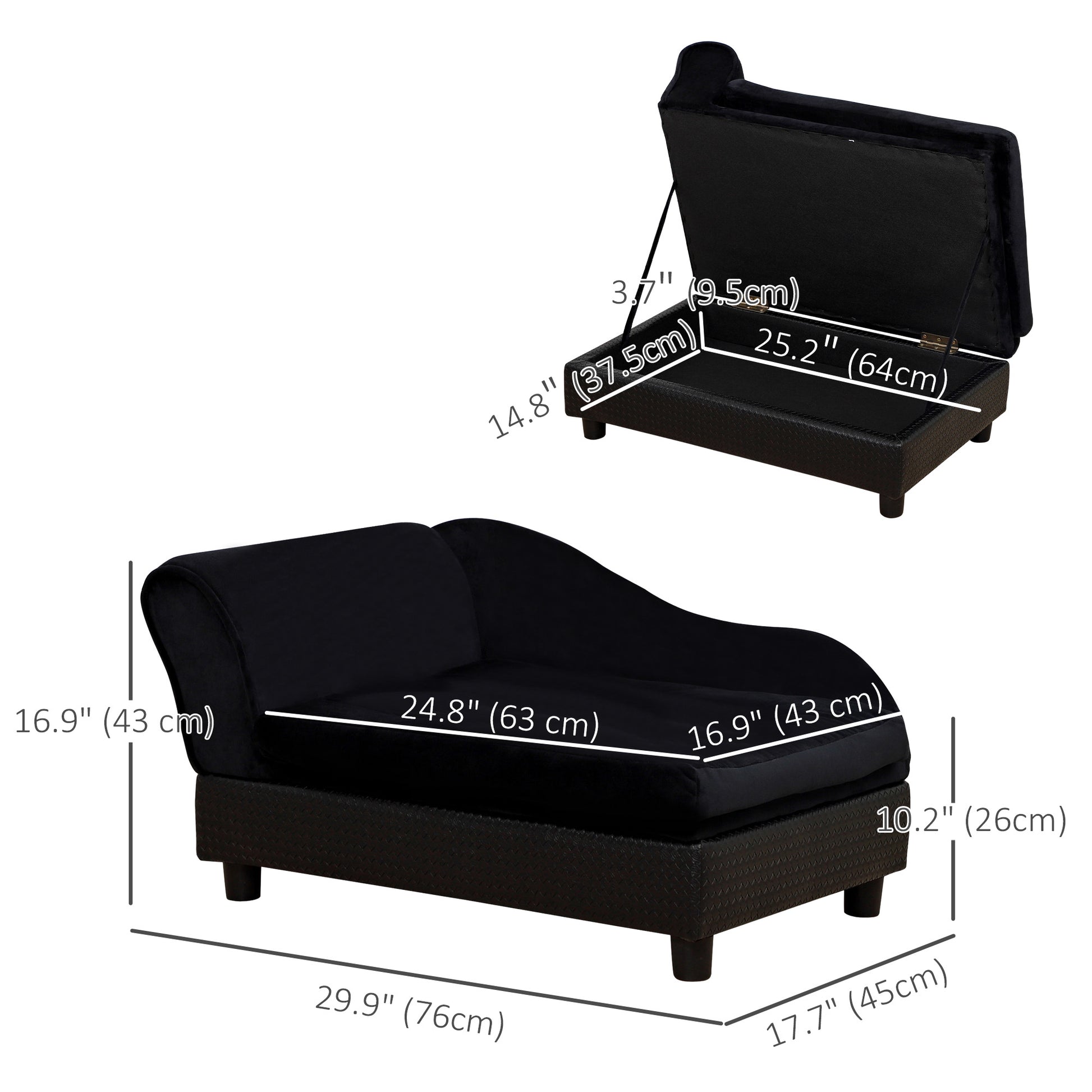 Pet Sofa Dog Couch Chaise Lounge Pet Bed with Storage Function Small Sized Dog Various Cat Sponge Cushioned Bed Lounge, 