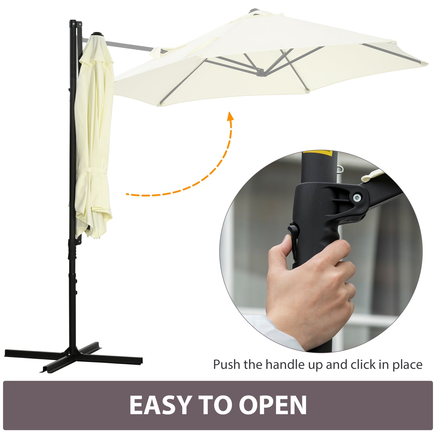 8.5FT Offset Patio Umbrella with 360° Rotation, Outdoor Cantilever Roma Parasol Hanging Sun Shade Canopy Shelter with Cr