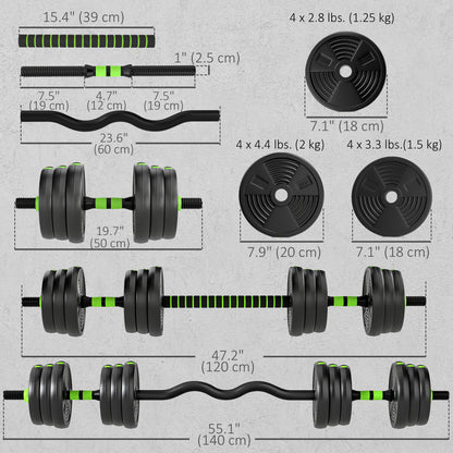 Soozier Adjustable Dumbbell Set, 3 in 1 Weights Dumbbells Set for Home Gym, 44lb Free Weights with Connector and Non-Sli
