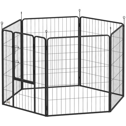 Heavy Duty Dog Playpen with Latch Door 2 Shape Indoor Playpen Dog for Large Dogs, 6 Panels, 39"H