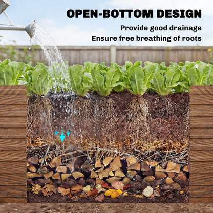 5' x 3' x 2' Raised Garden Bed, Galvanized Planter Box for Growing Flowers, Herbs and Vegetables Dark Brown Wood Effect