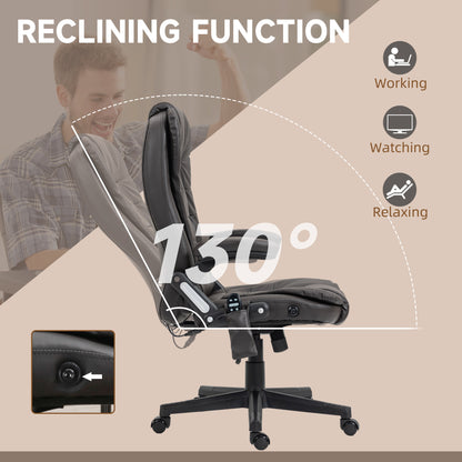 Office Chair Heated Ergonomic Massage Swivel Vibrating High Back Faux Leather Executive Chair Office (Brown)