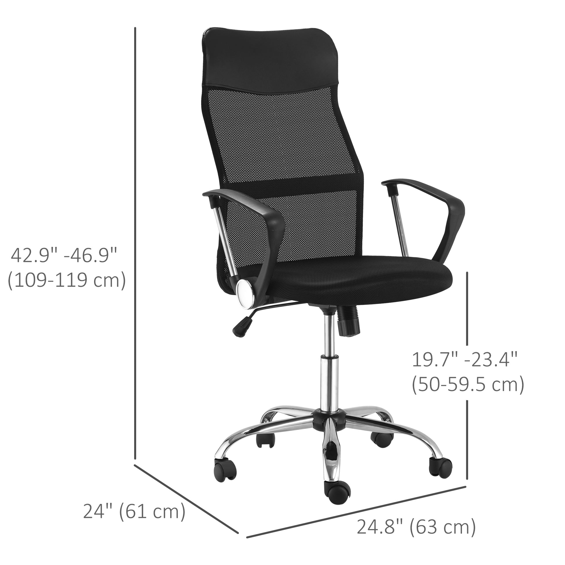 Ergonomic Mesh Office Chair, High Back Computer Desk Chair with Adjustable Height, Tilt Function, Armrest, 360° Swivel O