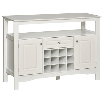 Modern Kitchen Buffet Bar Cabinet Storage Sideboard Dining Server with Drawer & 12-Bottle Wine Rack for Living Room, Whi