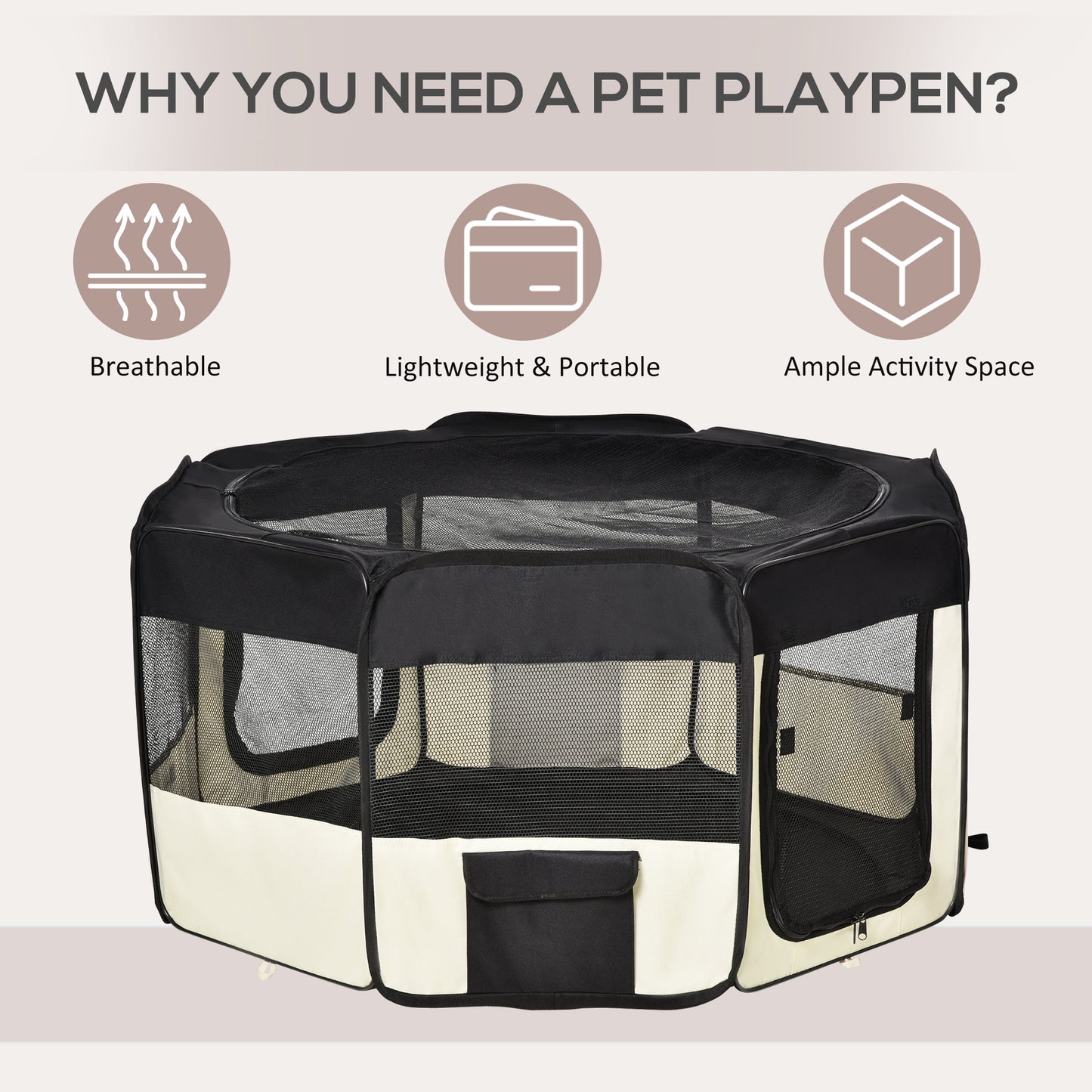 49.2-inch Soft Pet Playpen Folding Dog Pen Outdoor with Bag