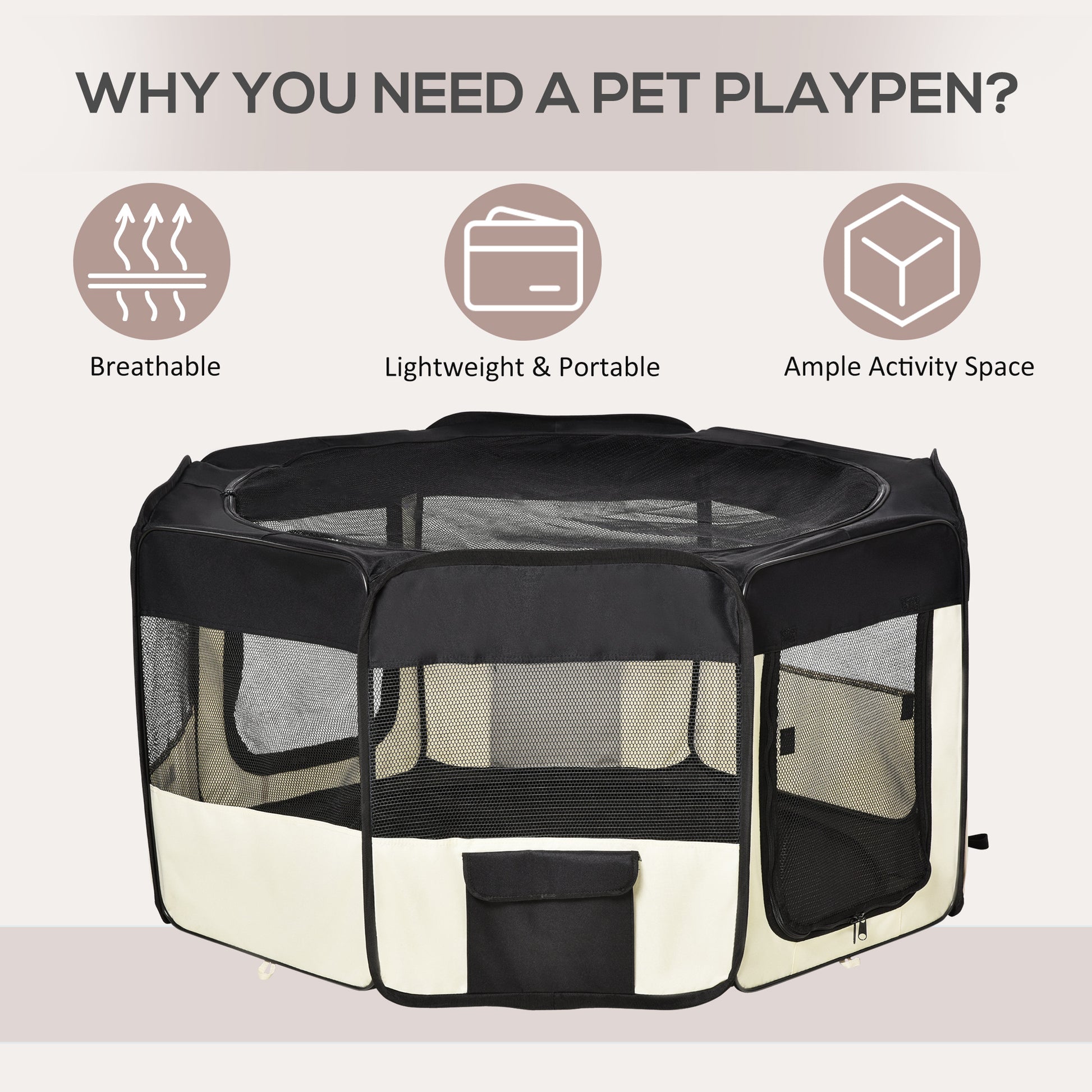 49.2-inch Soft Pet Playpen Folding Dog Pen Outdoor with Bag