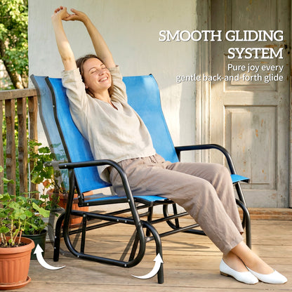 Outdoor Glider Bench, Patio Glider for 2 Persons, Blue
