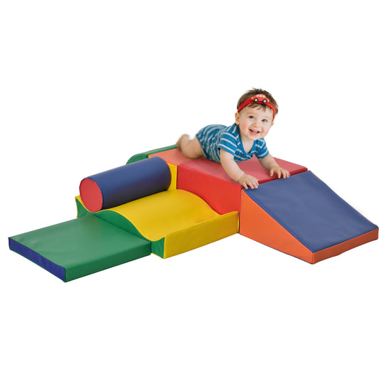 Soozier 7 Pieces Soft Play Foam Climbing Blocks, Indoor Modular Kids Play Toys for Climbing, Crawling, Sliding, Multicol