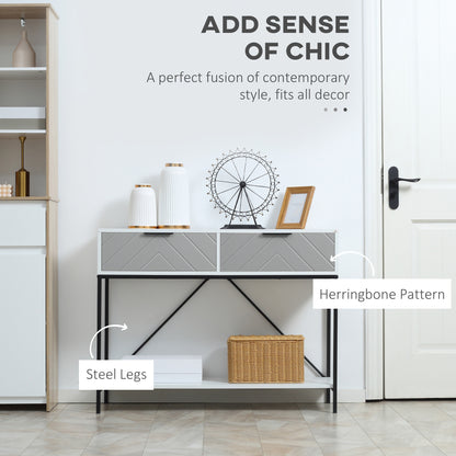Modern Console Table with 2 Drawers, 2 Tier Entryway Table with storage Shelf, Narrow Sofa Table for Living Room, Hallwa