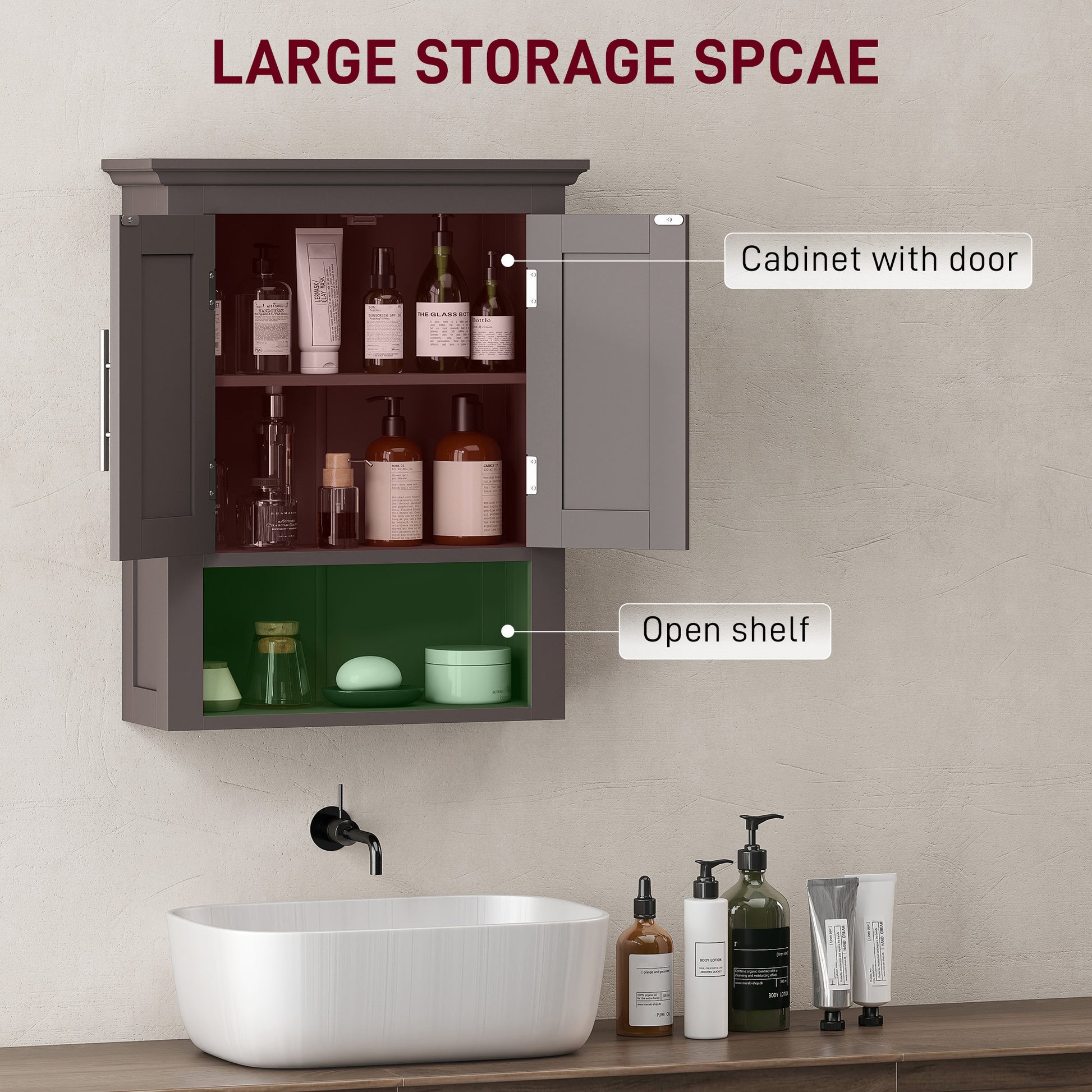 Bathroom Wall Cabinet, Medicine Cabinet, Toilet Storage Cabinet with Shelf for Living Room and Entryway, Brown