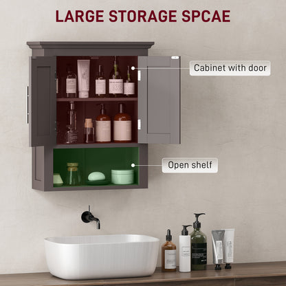 Bathroom Wall Cabinet, Medicine Cabinet, Toilet Storage Cabinet with Shelf for Living Room and Entryway, Brown
