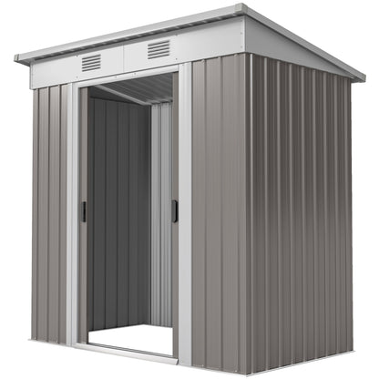 6' x 4' Outdoor Storage Shed, Metal Garden Tool Storage House Organizer with Lockable Sliding Doors and Vents for Backya