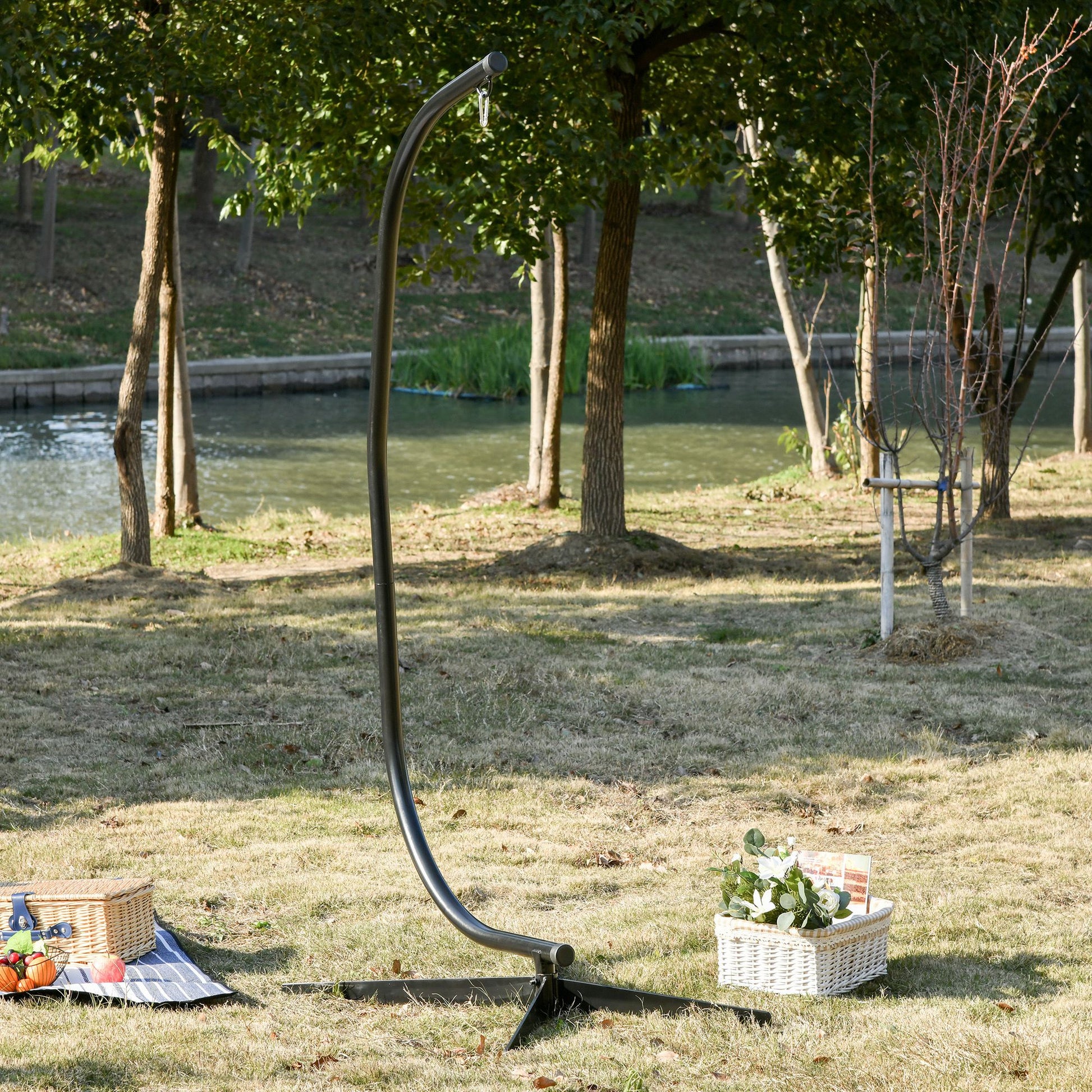 Hanging Hammock Stand Hammock Chair Stand C Stand Steel Heavy Duty Stand for Hanging Hammock Air Porch Swing Chair Indoo