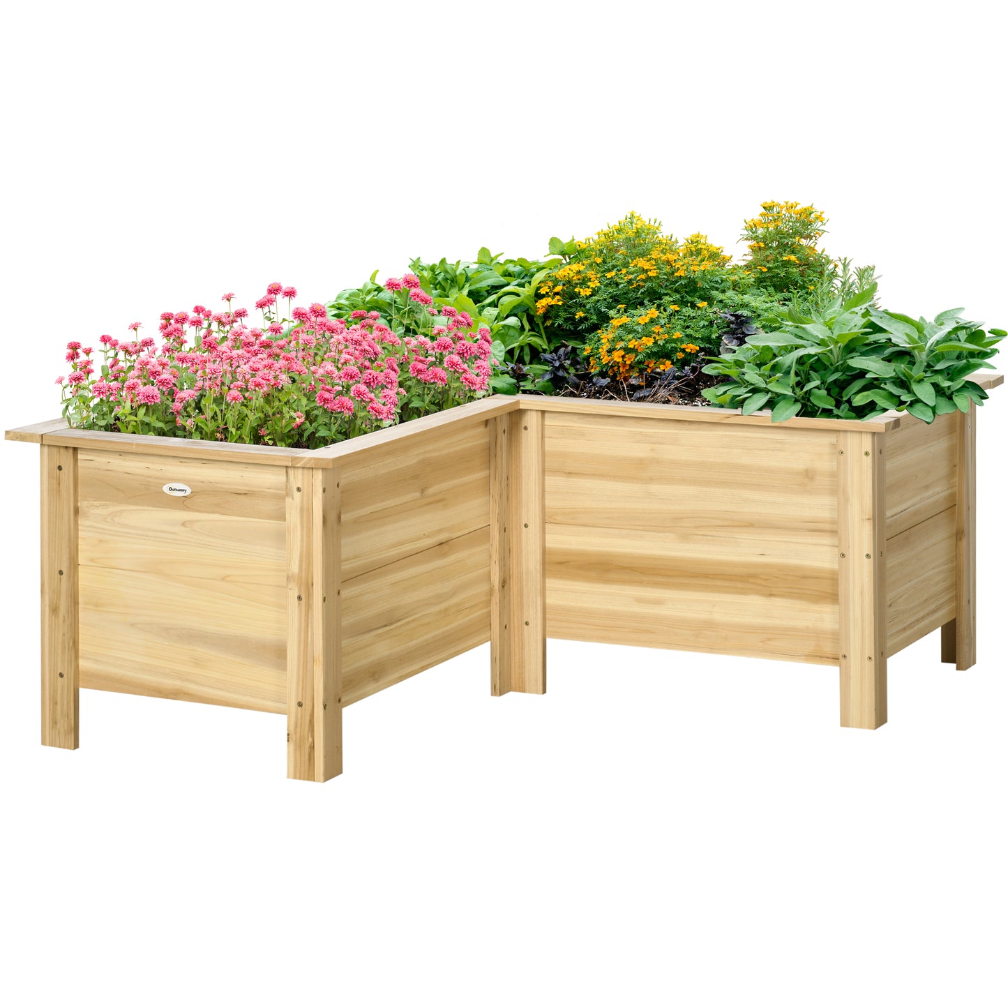 Raised Garden Bed, 47.2" x 47.2" x 19.7" Wooden Elevated Planter Box Outdoor with Legs, for Vegetables, Flowers, Herbs, 