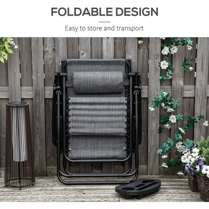 Outdoor Zero Gravity Reclining Lounger Chair with Canopy Shade, Side Tray, Cupholder, Light Grey