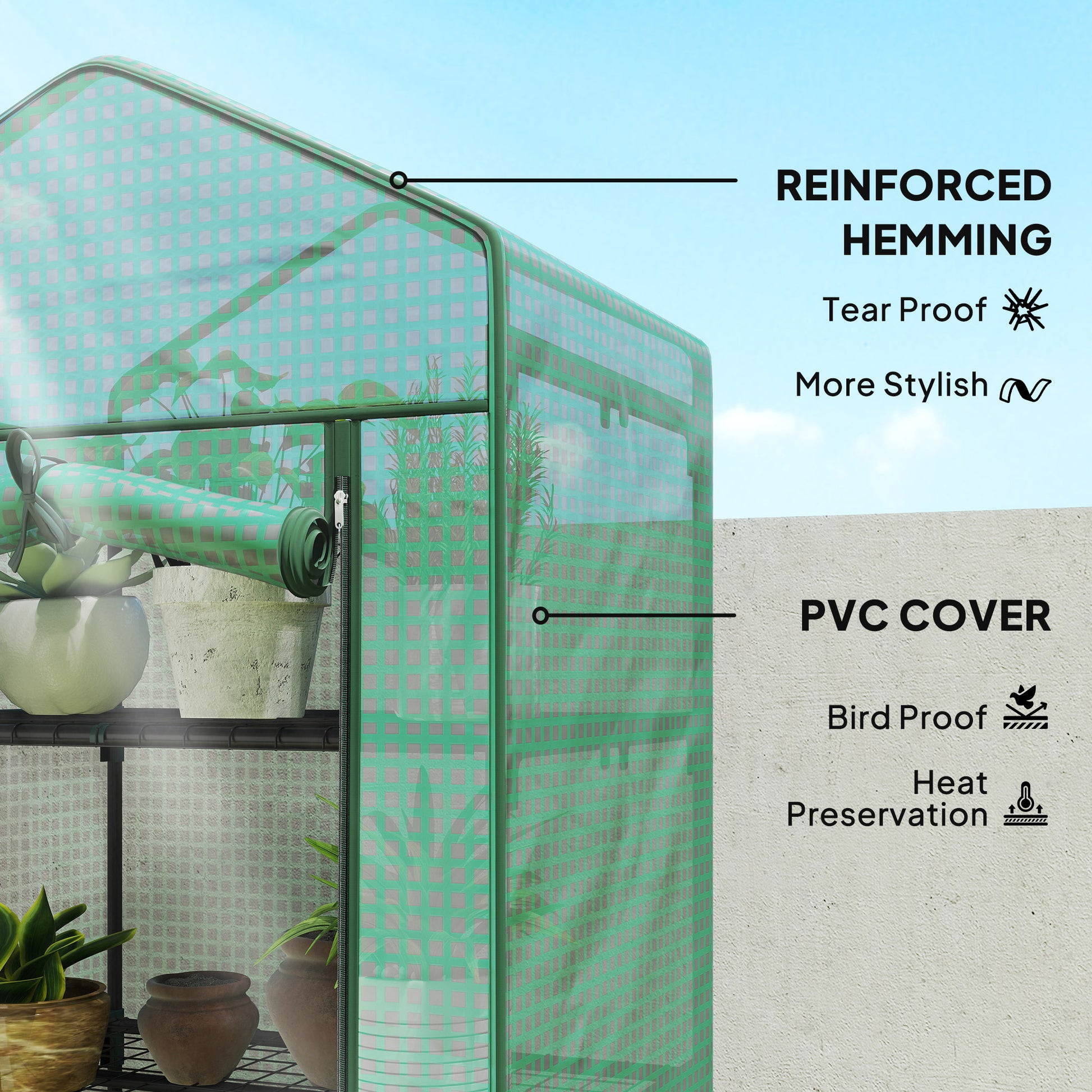 5 Tier Mini Greenhouse, Portable Outdoor Flower Stand with Shelf Clips, Indoor Greenhouse with Steel Frame, Transparent,