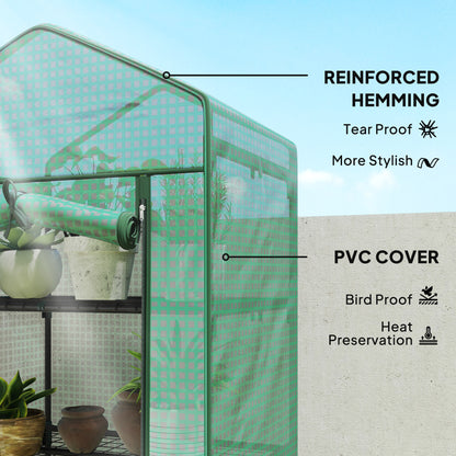 5 Tier Mini Greenhouse, Portable Outdoor Flower Stand with Shelf Clips, Indoor Greenhouse with Steel Frame, Transparent,