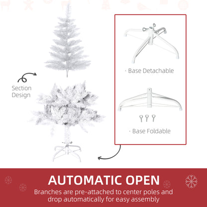 4ft Artificial Christmas Tree with Pine Realistic Branches, Auto Open, for Indoor Decoration, White