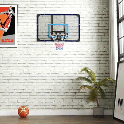 Soozier Wall Mounted Basketball Hoop, Mini Hoop with 45" x 29" Shatter Proof Backboard, Durable Rim and All-Weather Net 