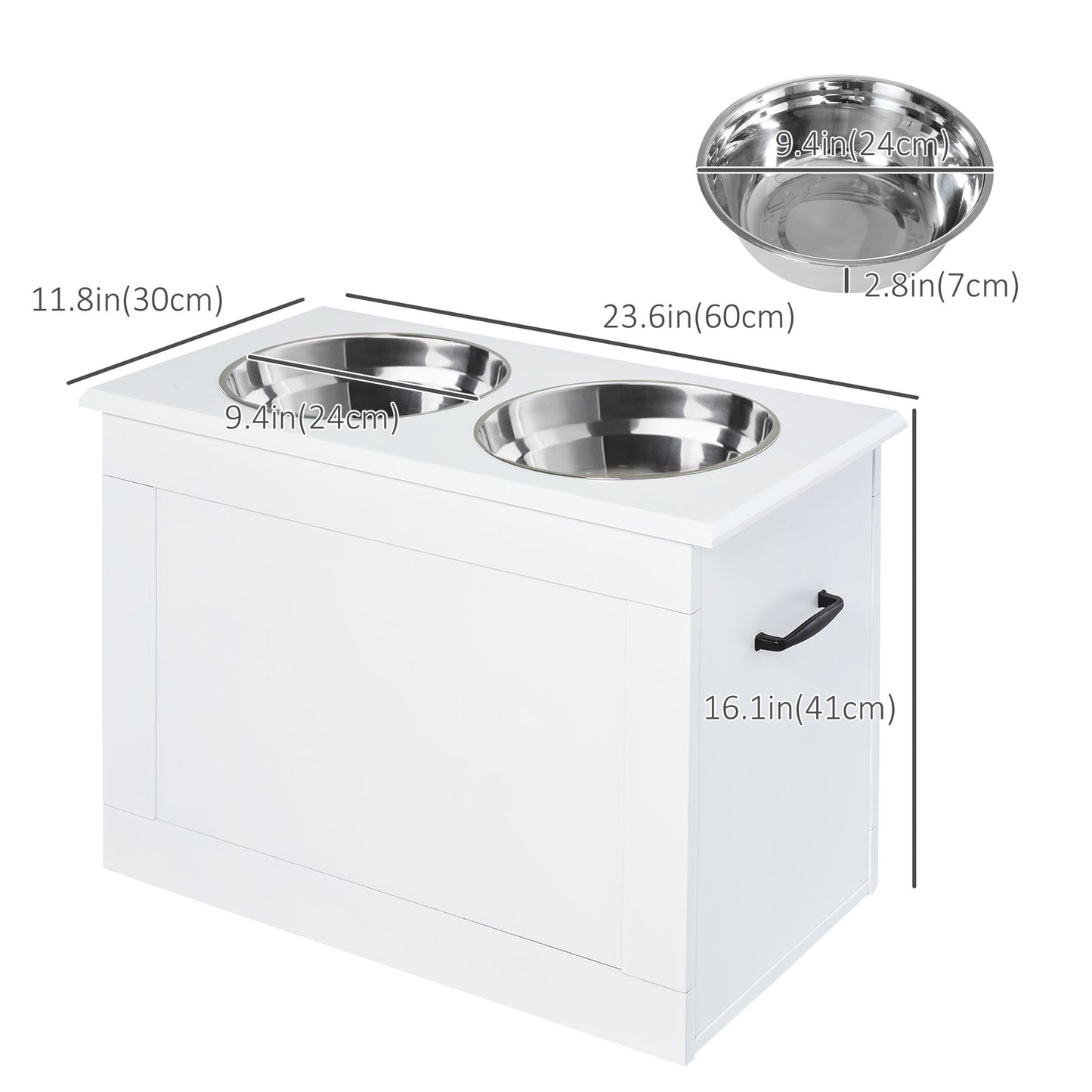 Large Elevated Pet Feeder with Storage Dog Pet Diner Function 2 Stainless Steel Dog Bowls Elevated Base for Large Dogs a