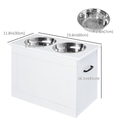 Large Elevated Pet Feeder with Storage Dog Pet Diner Function 2 Stainless Steel Dog Bowls Elevated Base for Large Dogs a