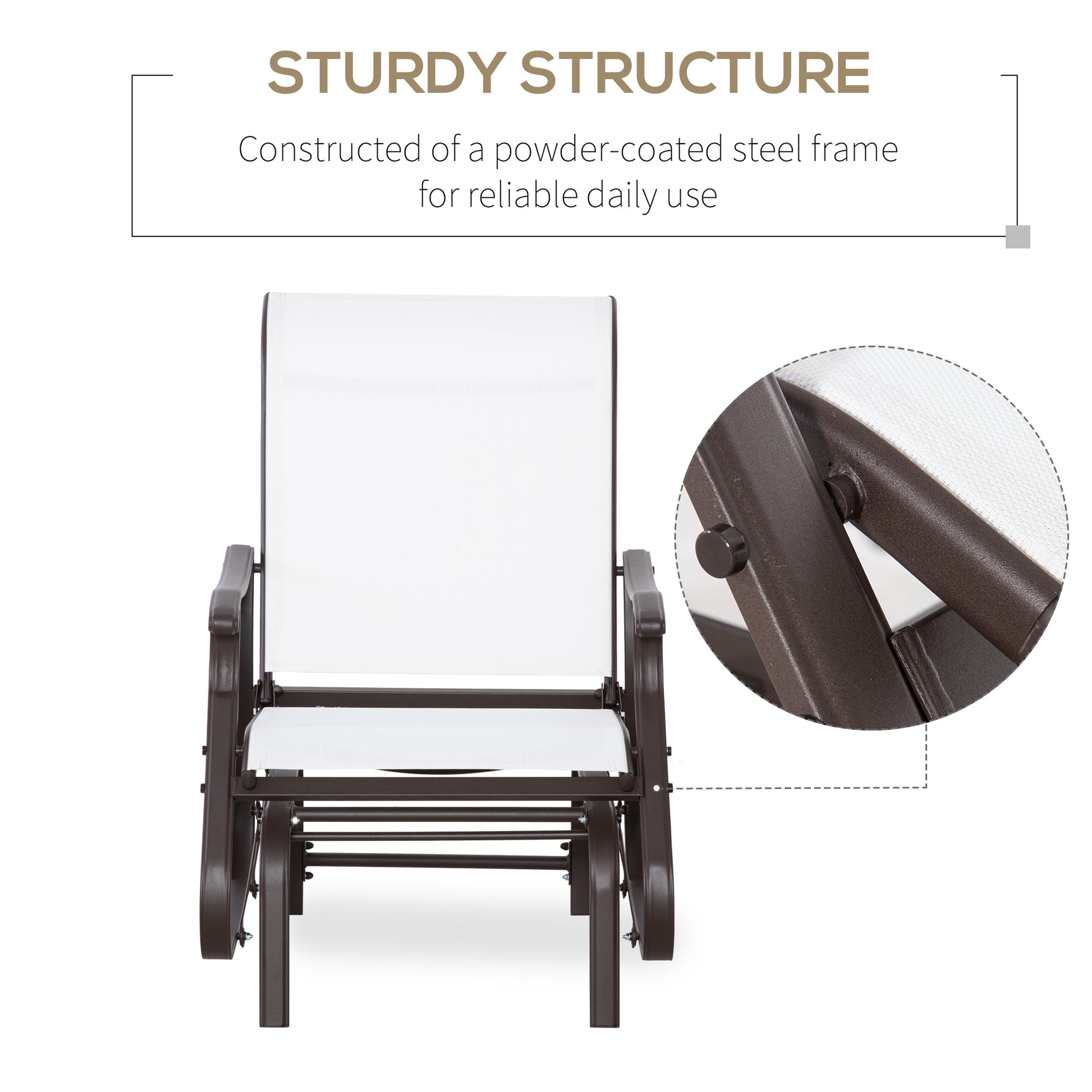 Outdoor Glider Chair, Patio Glider with Steel Frame and Mesh Fabric, Outdoor Patio Chair for Backyard, Garden and Porch,