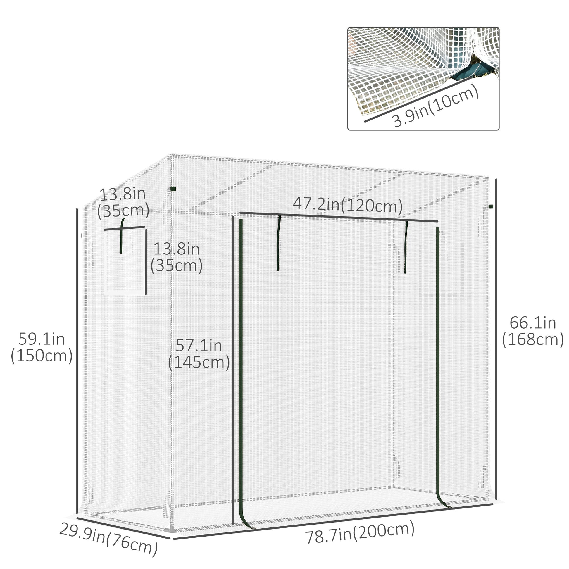 6.6' x 2.5' x 5.5' Patio Hot House, Walk-in Garden Greenhouse with Steel Frame, Door, Window for Balcony, Patio, White