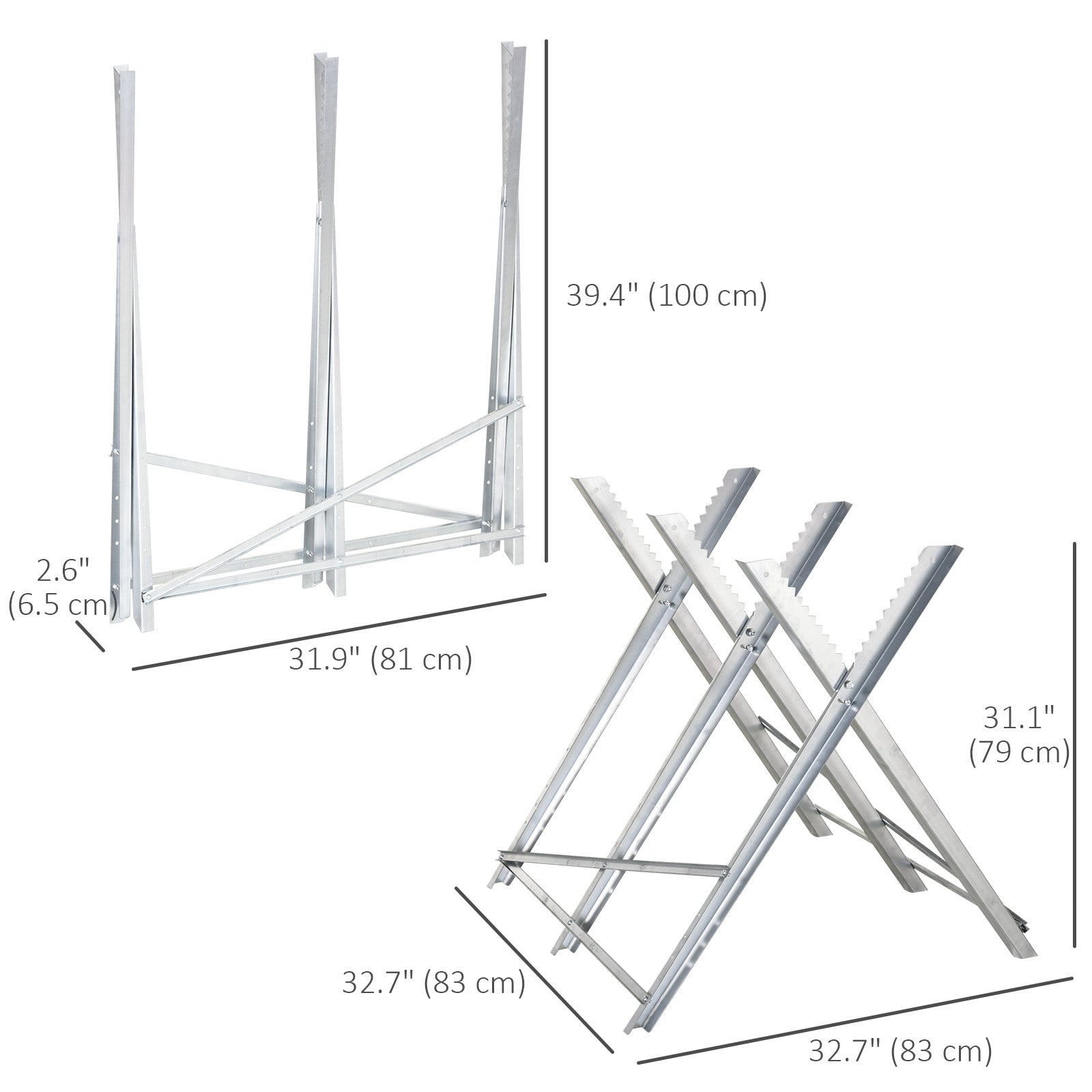 Portable Sawhorse Heavy Duty Cutting Stand Steel Adjustable Work Support, Foldable Sawhorse Stand 220 lbs Weight Capacit