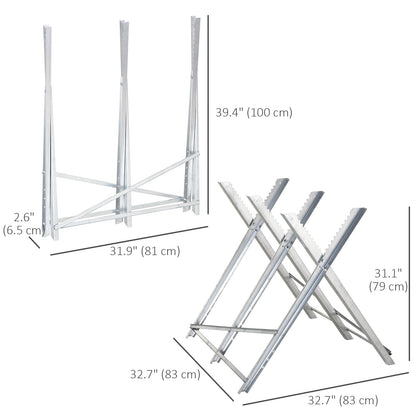 Portable Sawhorse Heavy Duty Cutting Stand Steel Adjustable Work Support, Foldable Sawhorse Stand 220 lbs Weight Capacit