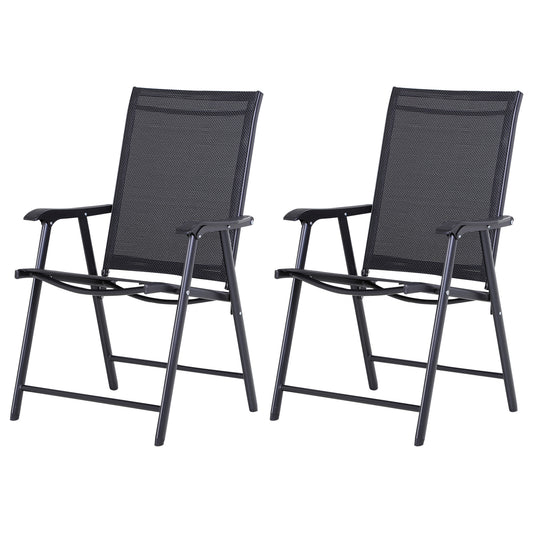 2-Piece Folding Dining Chair Set for Relaxing on Patio, Balcony, or Garden, Comfortable Outdoor Furniture with Armrests,