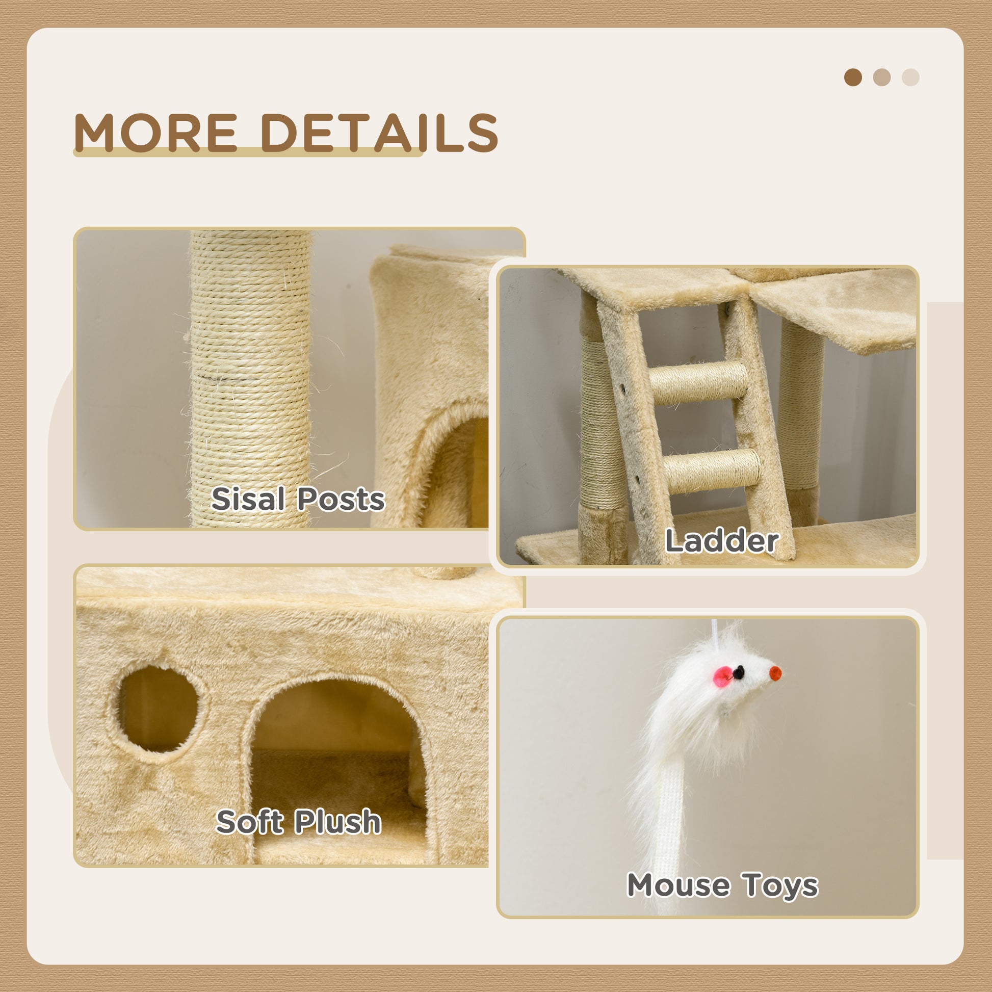 71-Inch Multi Level Scratching Cat Tree Kitty Condo  Activity Center with Toys, Beige