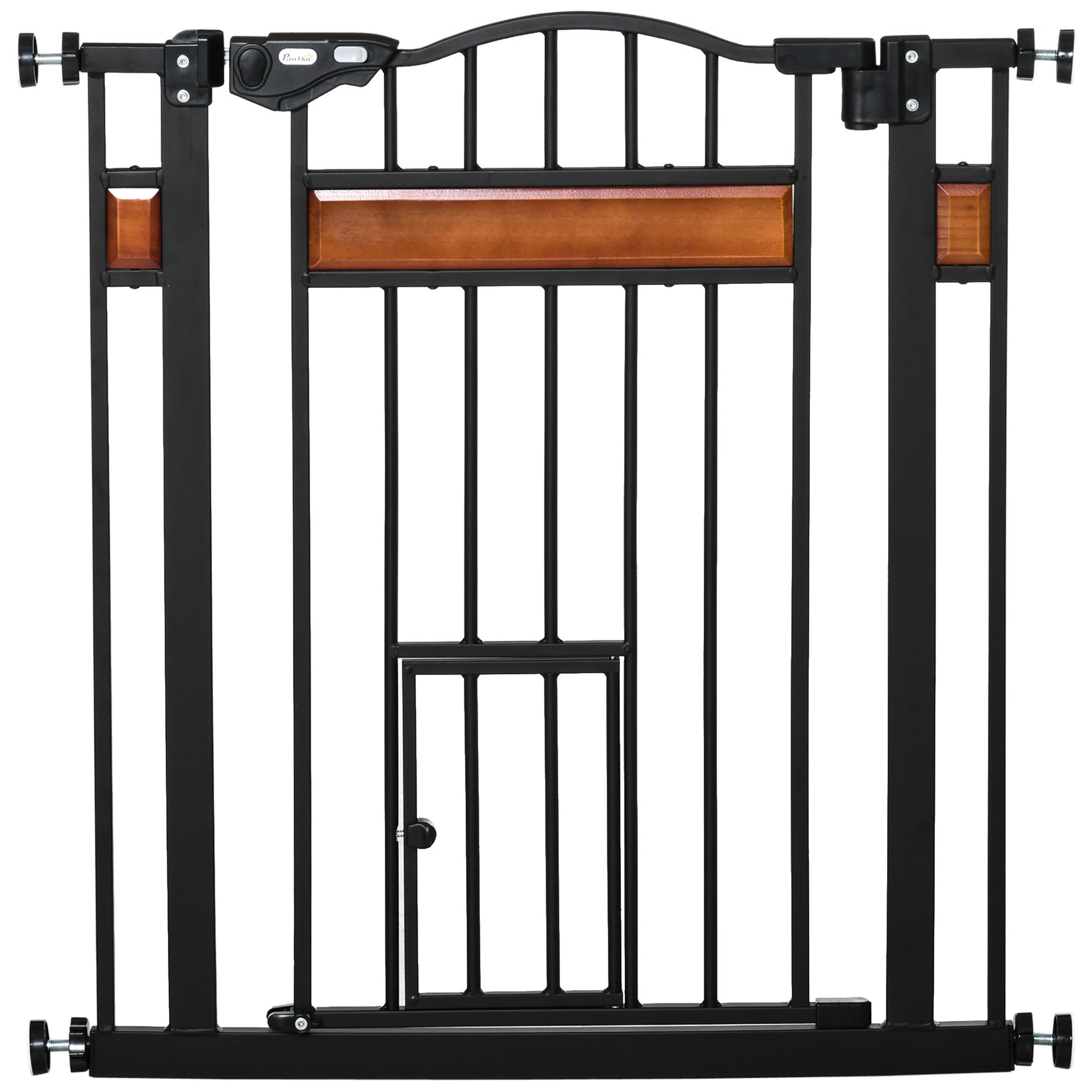 29.1''-31.5'' Extra Wide Dog Gate with Cat Door, 30"H Stair Gate with Extension, Wall Cups, Pressure Fit, Auto Close, Do