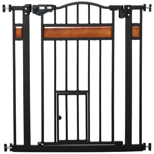 29.1''-31.5'' Extra Wide Dog Gate with Cat Door, 30"H Stair Gate with Extension, Wall Cups, Pressure Fit, Auto Close, Do