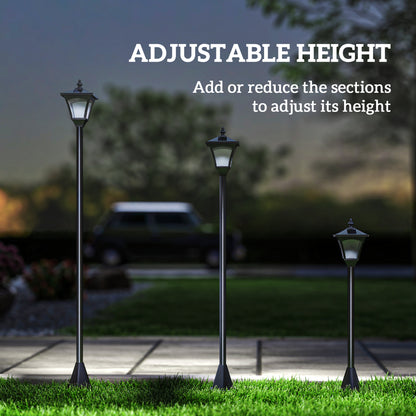 Single Solar Lamp Post Garden Solar-Powered LED Streetlight Style Outdoor Light Waterproof 5-6 Hours with Base for Lawn 