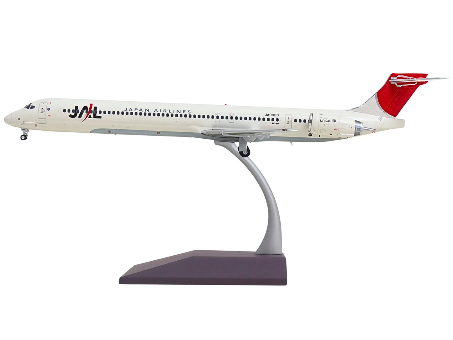 McDonnell Douglas MD-90 Commercial Aircraft "Japan Airlines" (JA002D) White with Red Tail "Gemini 200" Series 1/200 Diecast Model by GeminiJets