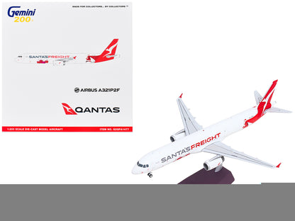 Airbus A321P2F Commercial Aircraft "Qantas Freight - Santa’s Freight" (VH-XF4) White with Graphics and Red Tail "Gemini 200" Series 1/200 Diecast Model by GeminiJets